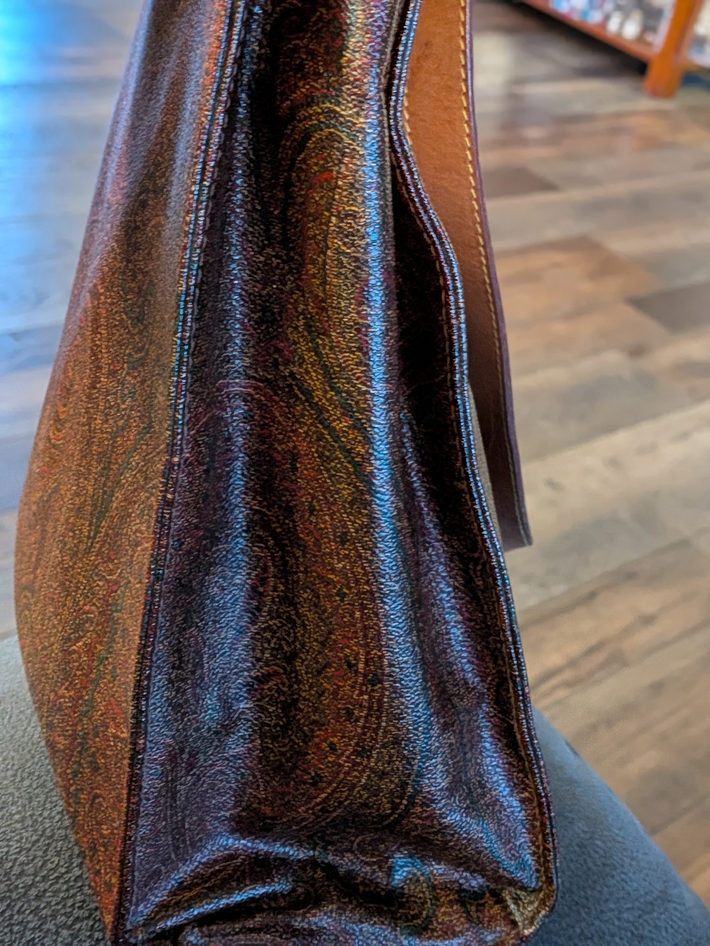 Etro Vintage Paisley Tote Bag 1970s Milano Made in Italy Kelly Style Leather - Picture 8 of 12